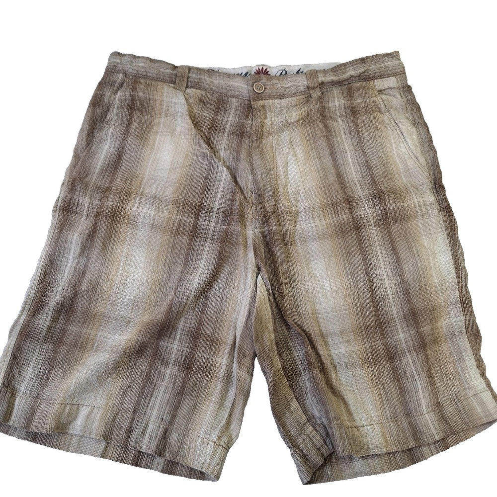 Tommy Bahama Men's Size 34 Linen‎ Silk Plaid Chino Shorts Beach Cruise Resort